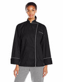 Uncommon Threads Women's Murano Executive Coat, Black/White Piping, 2XL
