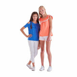 French Toast Girls' Short Sleeve Knit Peasant Top, Fiery Coral, 6X