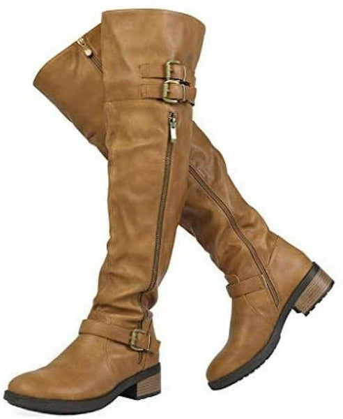 Dream Pairs Argentina-3 WOmen's Knee High Boots, Brown, 9.5