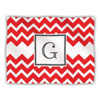 Kess InHouse KESS Original 'Monogram Chevron Red Letter G' Dog Blanket, 40"x30"